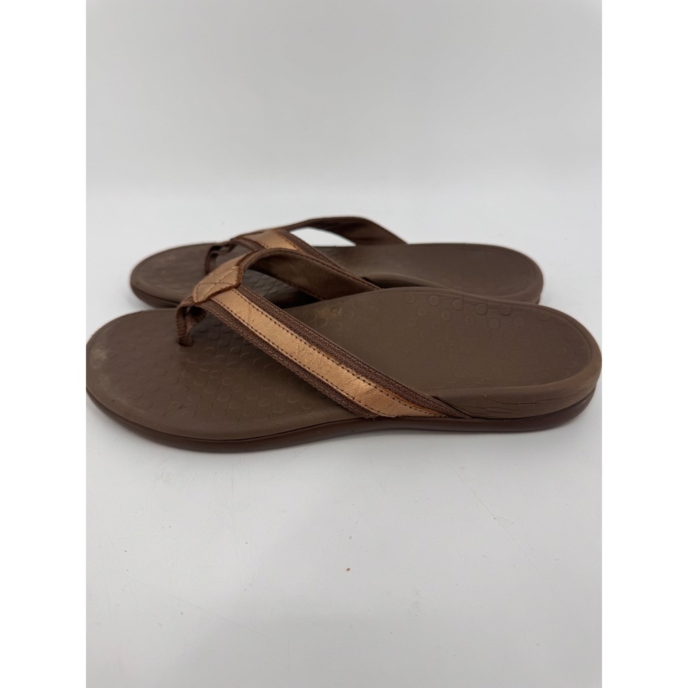 Vionic Tide II Flip Flops Women Size 8 Bronze Metallic Leather Orthotic Sandals - Picture 7 of 12